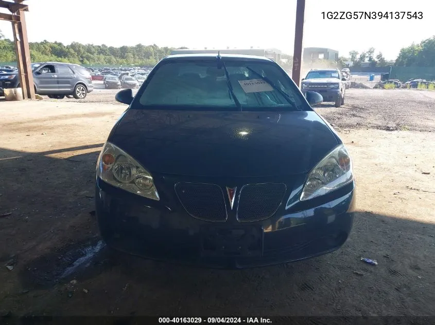 2009 Pontiac G6 VIN: 1G2ZG57N394137543 Lot: 40163029