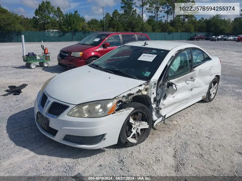 2009 Pontiac G6 New Se VIN: 1G2ZJ57B594255374 Lot: 40193824