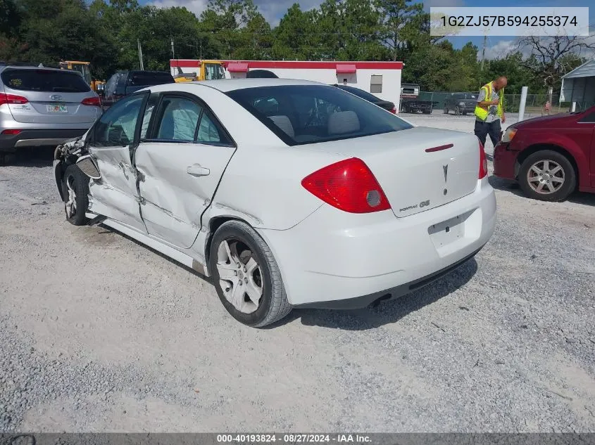 2009 Pontiac G6 New Se VIN: 1G2ZJ57B594255374 Lot: 40193824