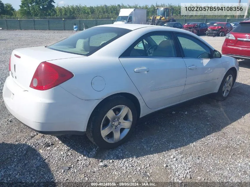 2009 Pontiac G6 VIN: 1G2ZG57B594108356 Lot: 40249556