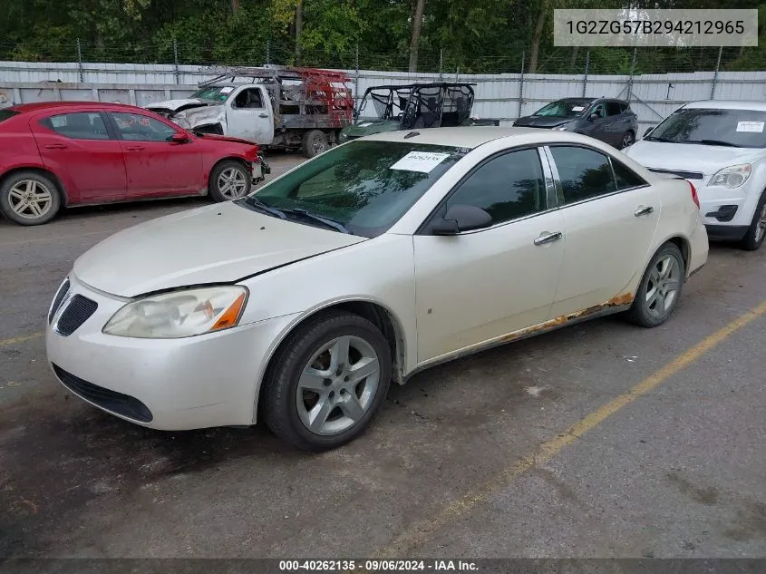 2009 Pontiac G6 VIN: 1G2ZG57B294212965 Lot: 40262135