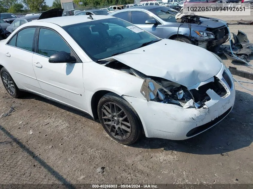 2009 Pontiac G6 VIN: 1G2ZG57B994192651 Lot: 40266903