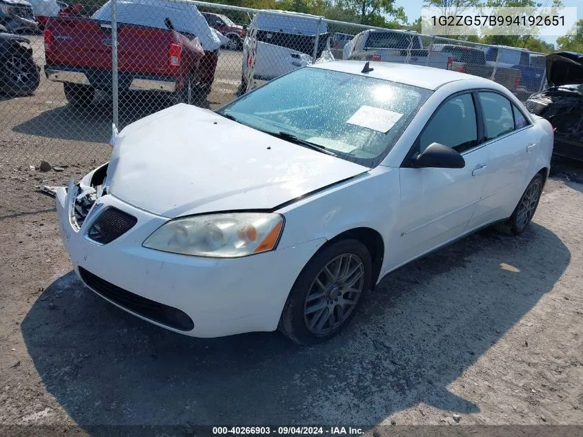 2009 Pontiac G6 VIN: 1G2ZG57B994192651 Lot: 40266903