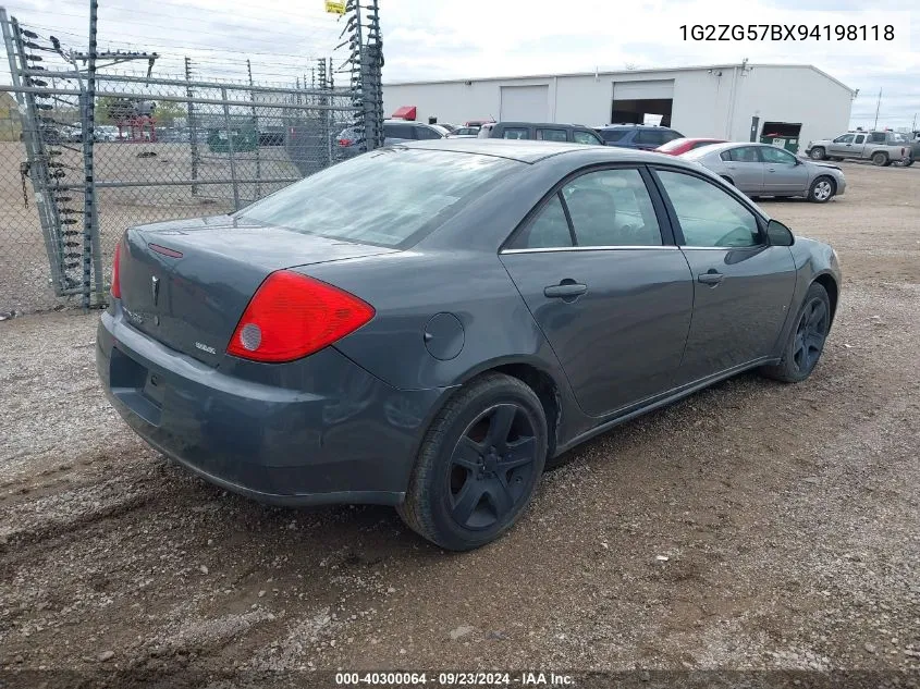 2009 Pontiac G6 VIN: 1G2ZG57BX94198118 Lot: 40300064