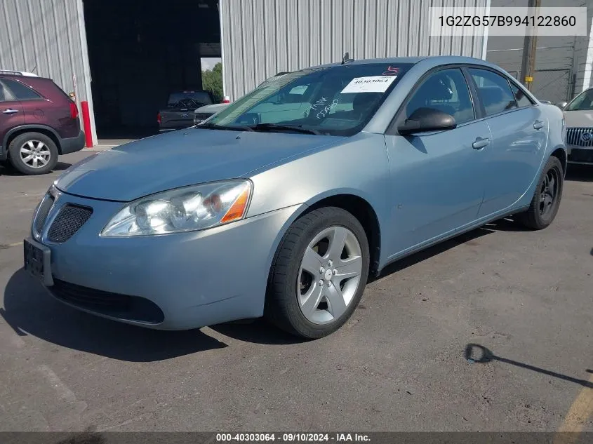 2009 Pontiac G6 VIN: 1G2ZG57B994122860 Lot: 40303064