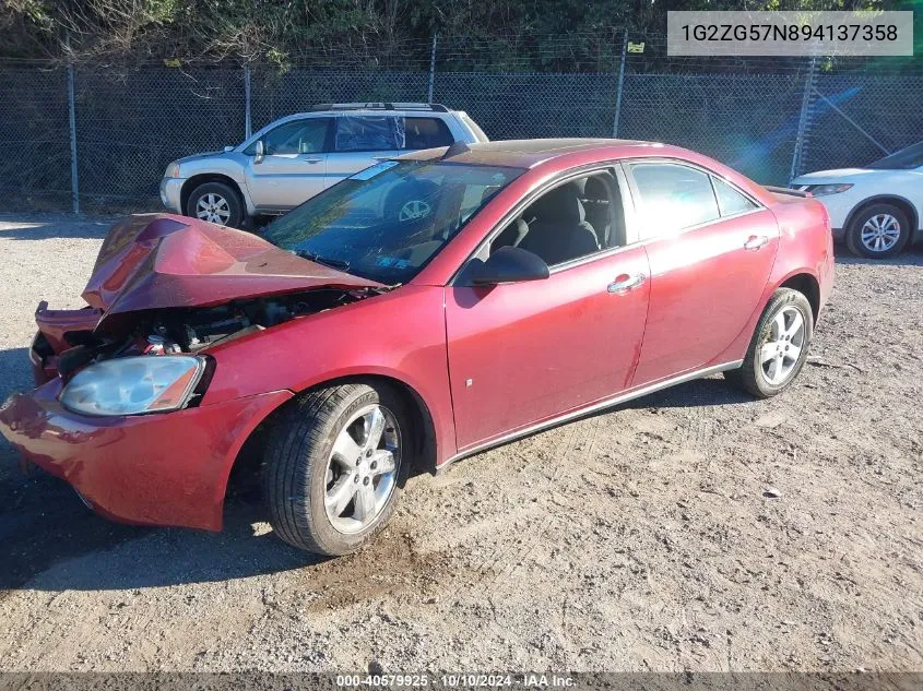 2009 Pontiac G6 VIN: 1G2ZG57N894137358 Lot: 40579925