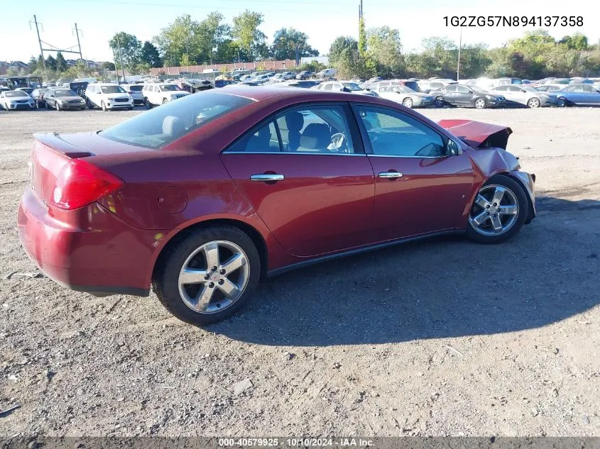 2009 Pontiac G6 VIN: 1G2ZG57N894137358 Lot: 40579925