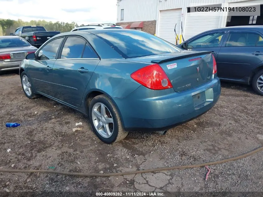 2009 Pontiac G6 Gt VIN: 1G2ZH57N194108023 Lot: 40809282