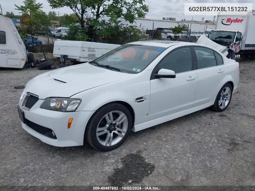 2008 Pontiac G8 VIN: 6G2ER577X8L151232 Lot: 40497692