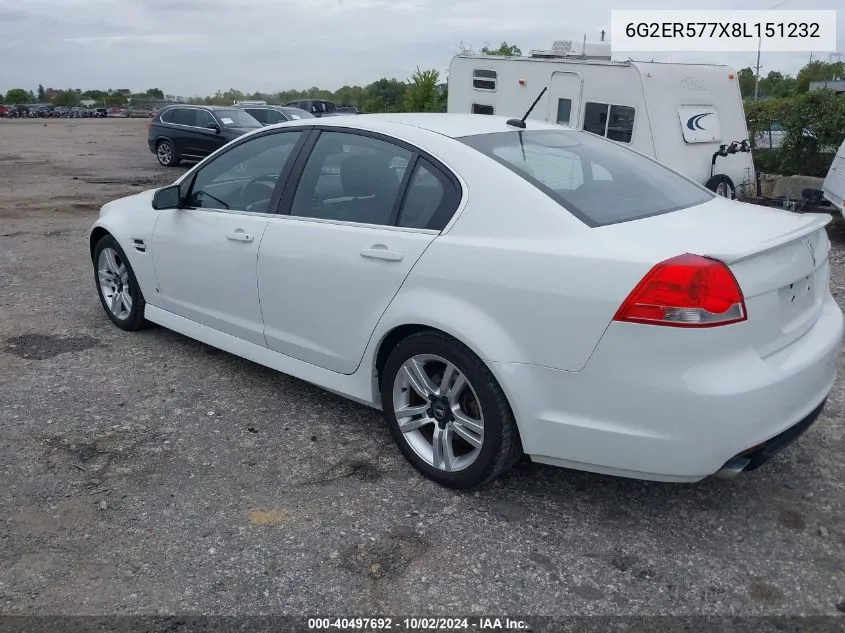 2008 Pontiac G8 VIN: 6G2ER577X8L151232 Lot: 40497692