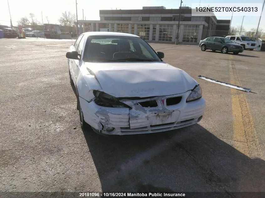 1999 Pontiac Grand Am Se VIN: 1G2NE52T0XC540313 Lot: 20181096