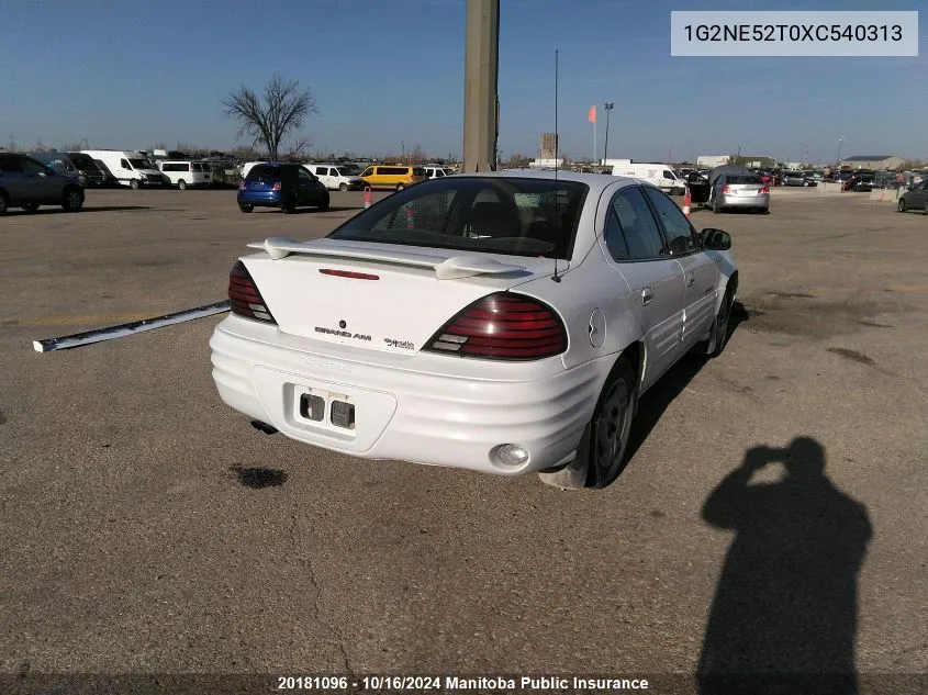 1999 Pontiac Grand Am Se VIN: 1G2NE52T0XC540313 Lot: 20181096