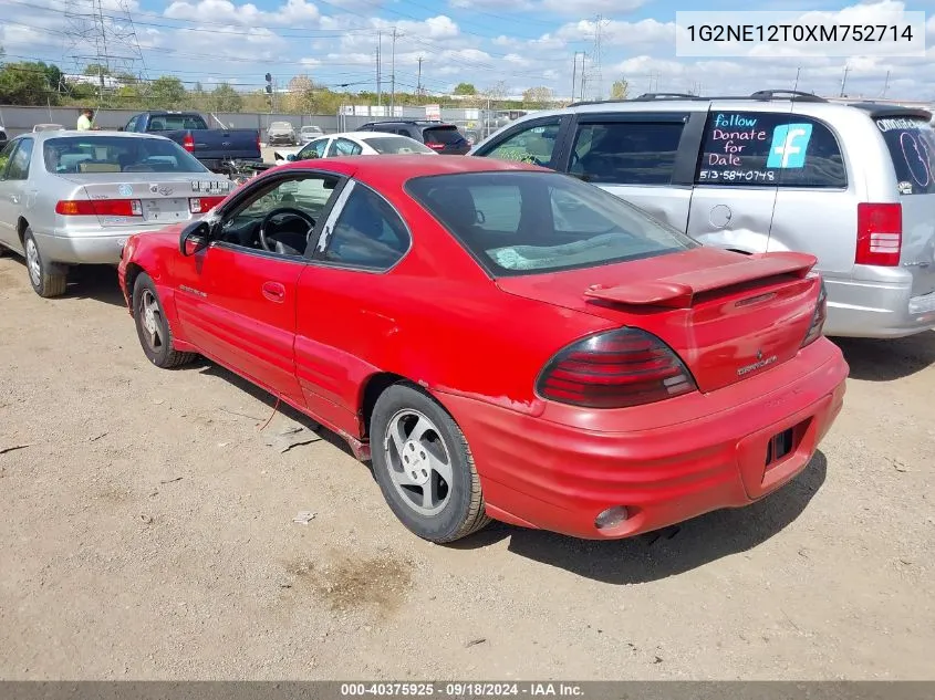 1999 Pontiac Grand Am Se1 VIN: 1G2NE12T0XM752714 Lot: 40375925