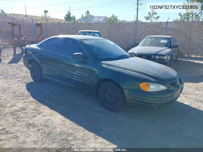 2000 Pontiac Grand Am Se1 VIN: 1G2NF52TXYC533805 Lot: 40288864