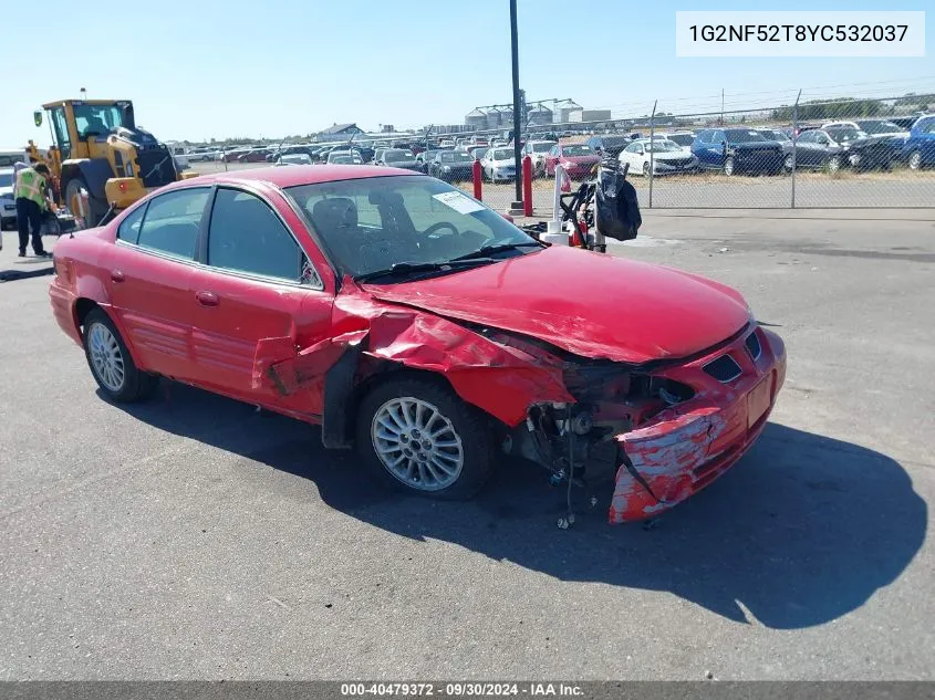 2000 Pontiac Grand Am Se1 VIN: 1G2NF52T8YC532037 Lot: 40479372