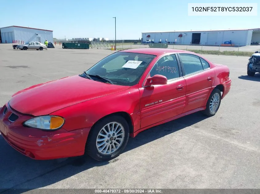 2000 Pontiac Grand Am Se1 VIN: 1G2NF52T8YC532037 Lot: 40479372