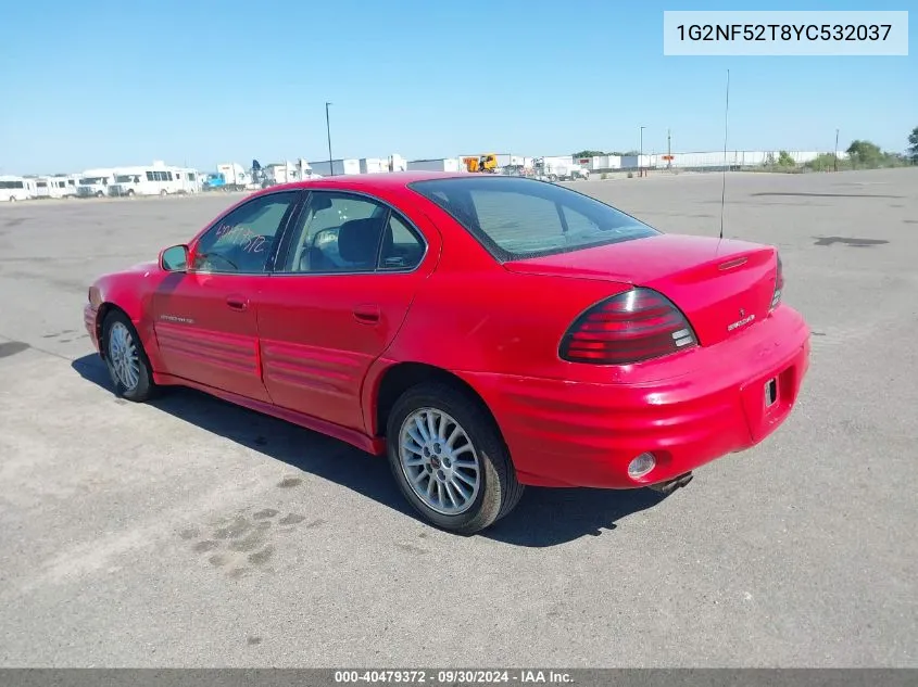 2000 Pontiac Grand Am Se1 VIN: 1G2NF52T8YC532037 Lot: 40479372