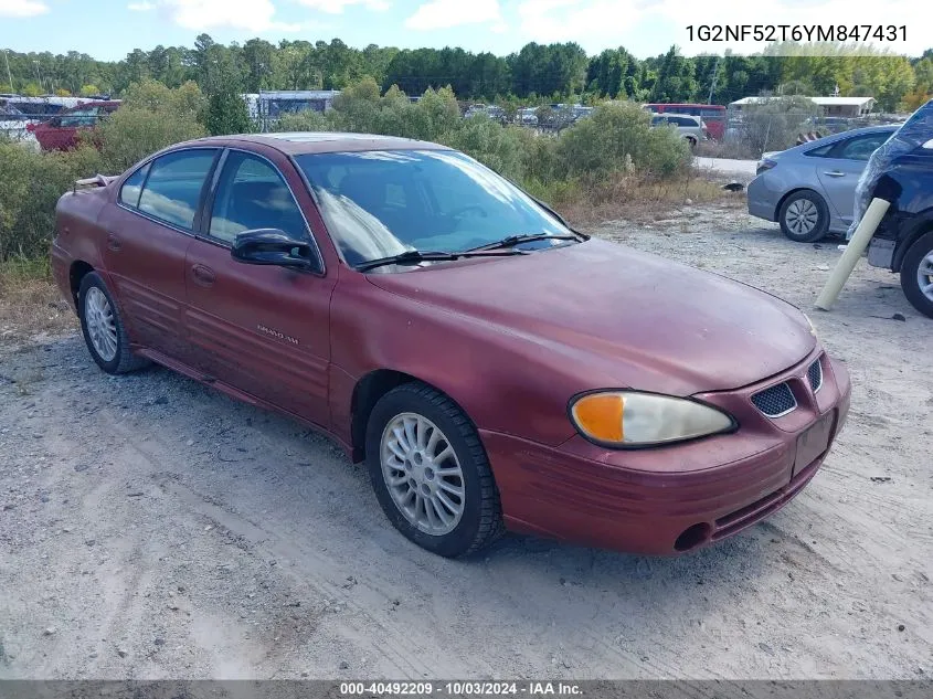 2000 Pontiac Grand Am Se1 VIN: 1G2NF52T6YM847431 Lot: 40492209