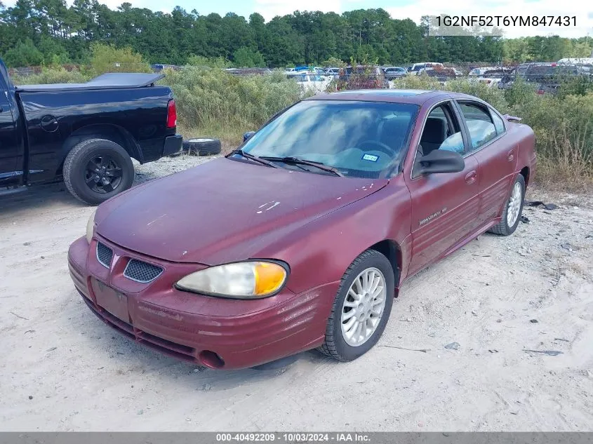 2000 Pontiac Grand Am Se1 VIN: 1G2NF52T6YM847431 Lot: 40492209