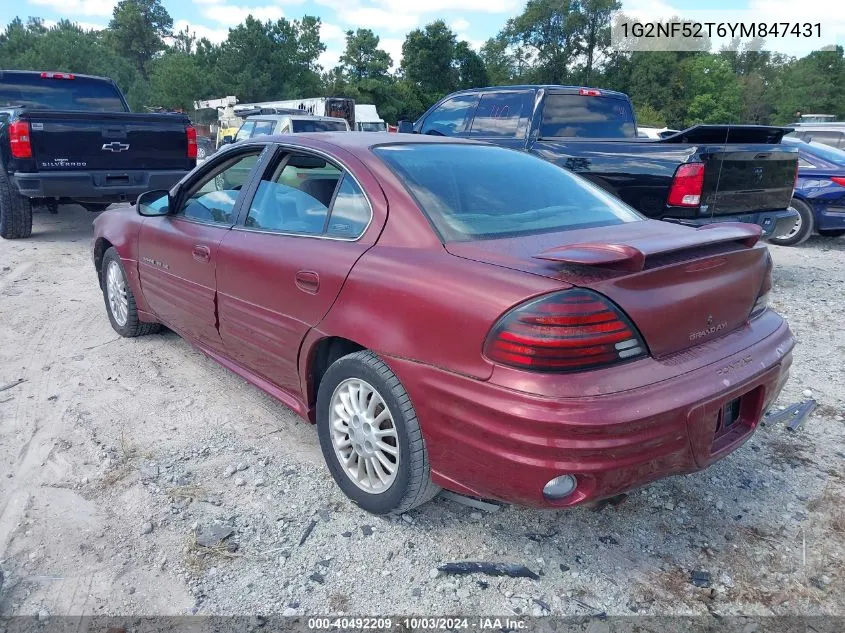 2000 Pontiac Grand Am Se1 VIN: 1G2NF52T6YM847431 Lot: 40492209