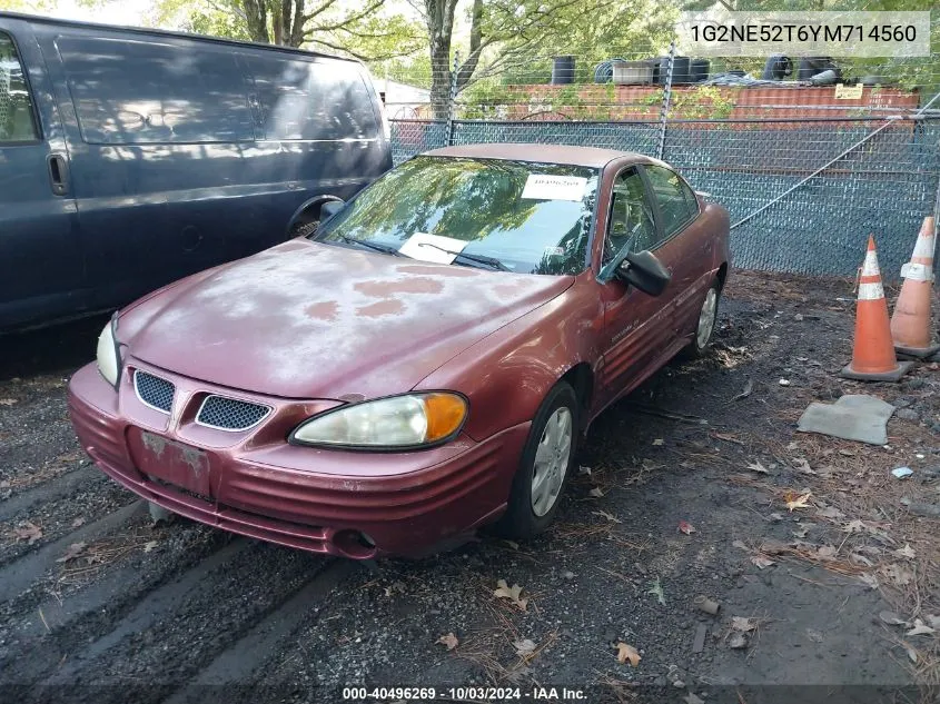 2000 Pontiac Grand Am Se VIN: 1G2NE52T6YM714560 Lot: 40496269