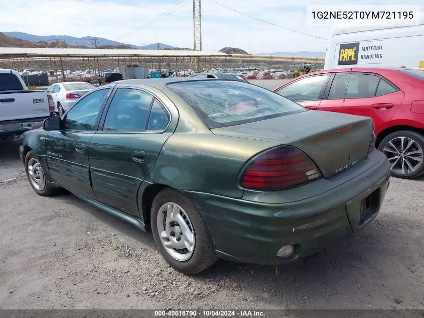 2000 Pontiac Grand Am Se VIN: 1G2NE52T0YM721195 Lot: 40518790