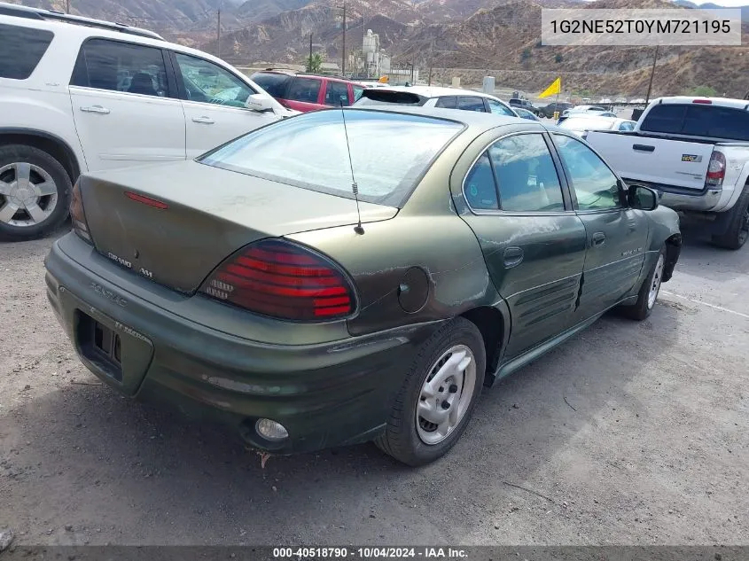 2000 Pontiac Grand Am Se VIN: 1G2NE52T0YM721195 Lot: 40518790