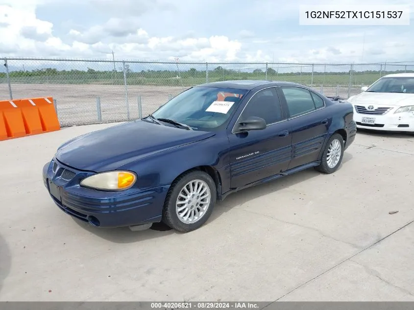 2001 Pontiac Grand Am Se1 VIN: 1G2NF52TX1C151537 Lot: 40206521