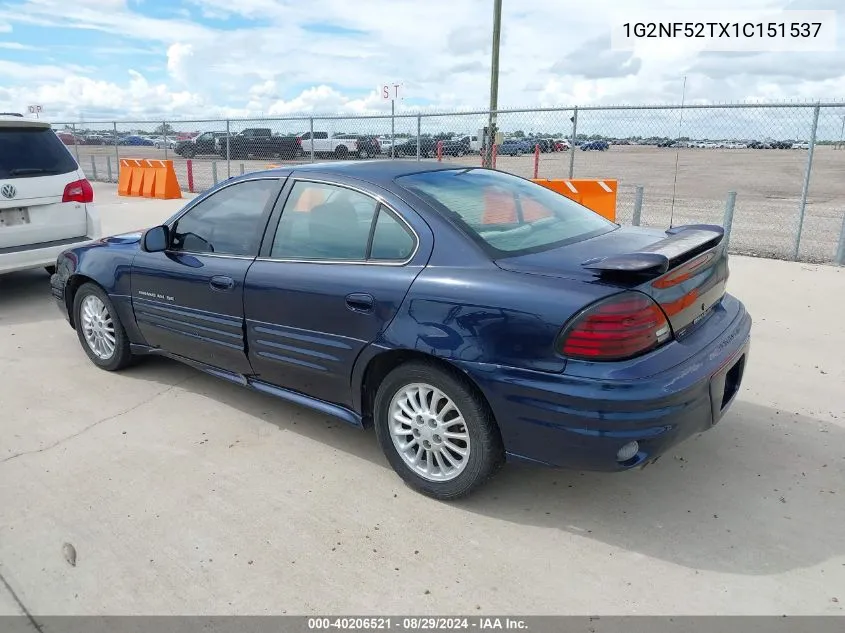 2001 Pontiac Grand Am Se1 VIN: 1G2NF52TX1C151537 Lot: 40206521