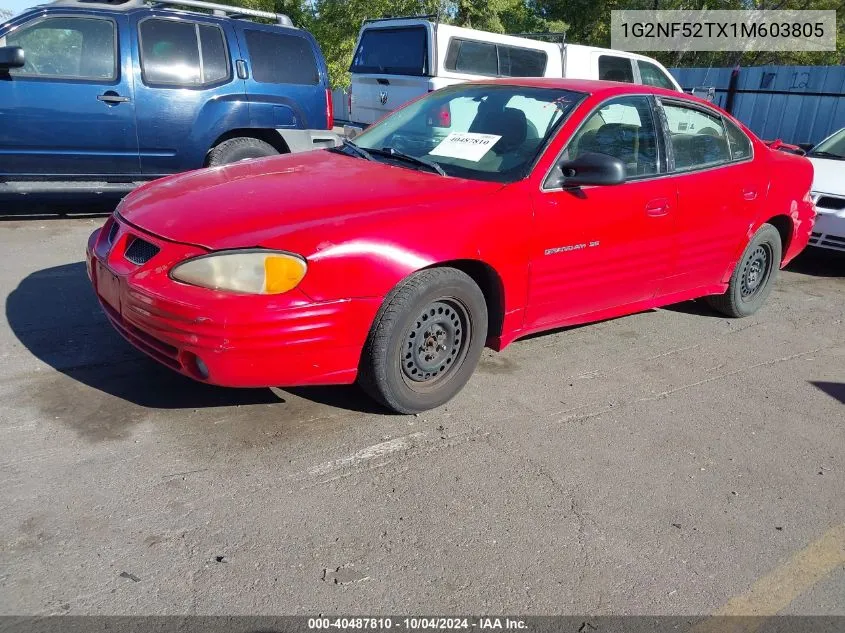 2001 Pontiac Grand Am Se1 VIN: 1G2NF52TX1M603805 Lot: 40487810