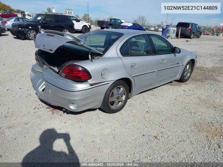 2001 Pontiac Grand Am Gt VIN: 1G2NW52E21C144809 Lot: 40692452