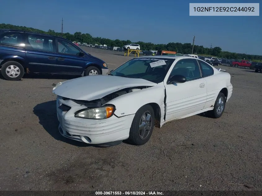 2002 Pontiac Grand Am Se1 VIN: 1G2NF12E92C244092 Lot: 39671553