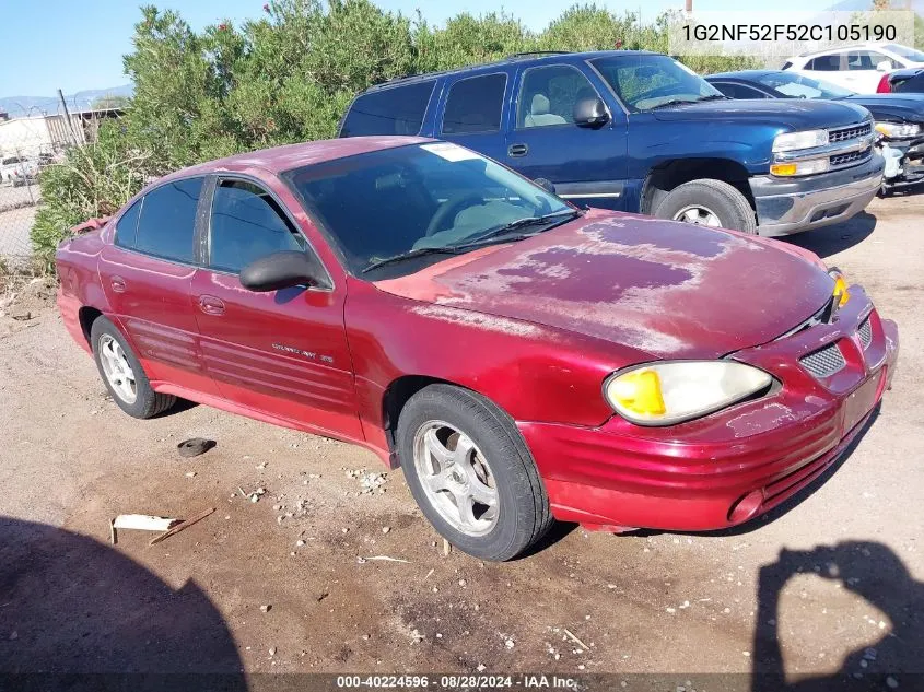 2002 Pontiac Grand Am Se1 VIN: 1G2NF52F52C105190 Lot: 40224596