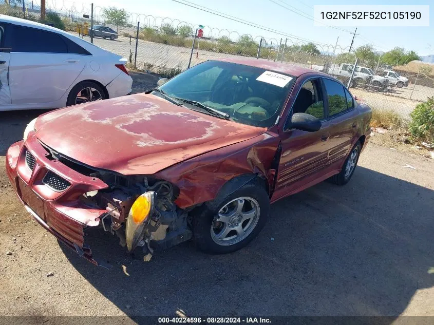 2002 Pontiac Grand Am Se1 VIN: 1G2NF52F52C105190 Lot: 40224596