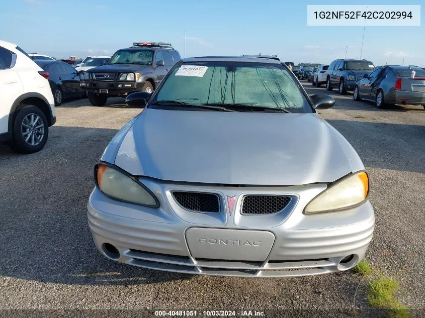 2002 Pontiac Grand Am Se1 VIN: 1G2NF52F42C202994 Lot: 40481051