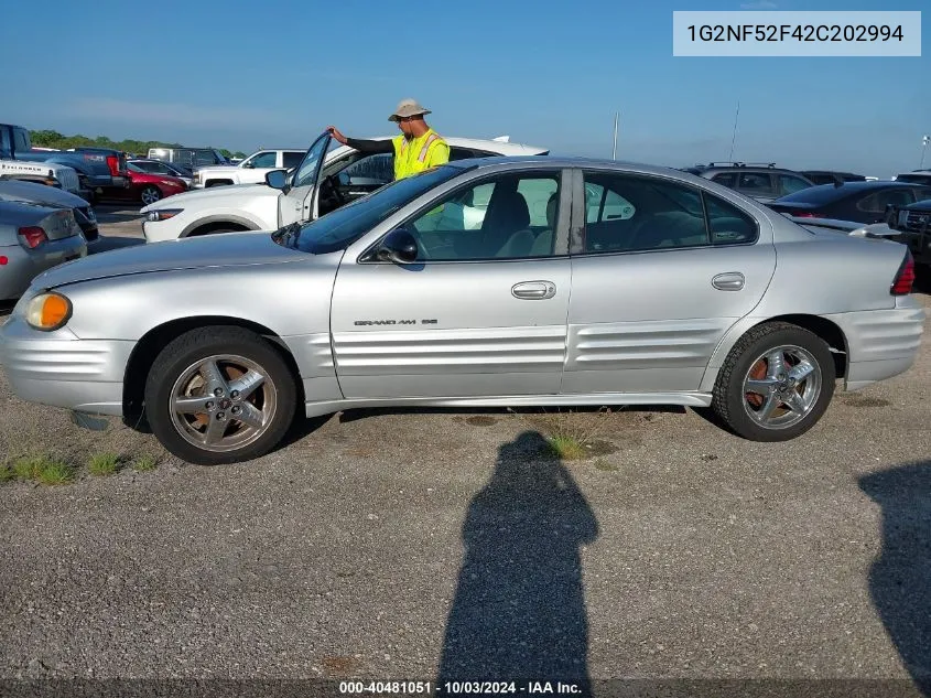 2002 Pontiac Grand Am Se1 VIN: 1G2NF52F42C202994 Lot: 40481051