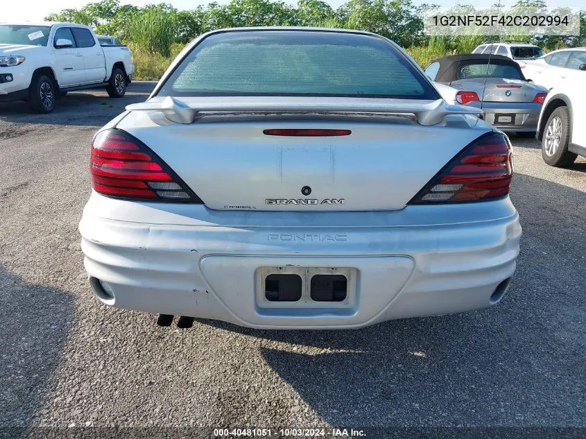 2002 Pontiac Grand Am Se1 VIN: 1G2NF52F42C202994 Lot: 40481051