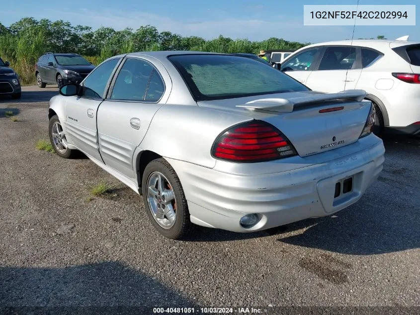 2002 Pontiac Grand Am Se1 VIN: 1G2NF52F42C202994 Lot: 40481051