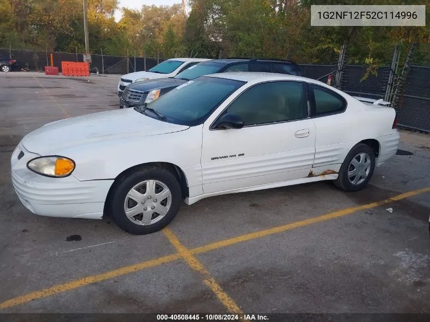 2002 Pontiac Grand Am Se1 VIN: 1G2NF12F52C114996 Lot: 40508445