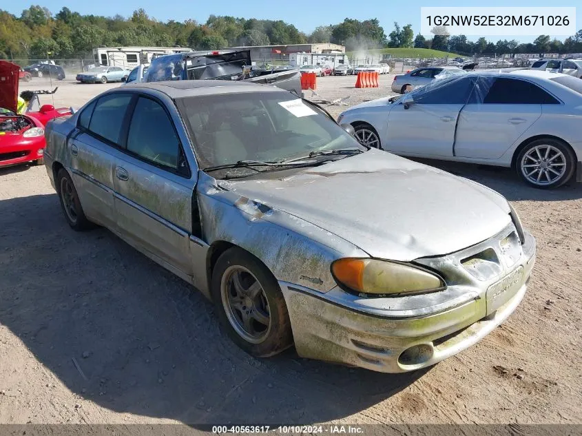 2002 Pontiac Grand Am Gt VIN: 1G2NW52E32M671026 Lot: 40563617