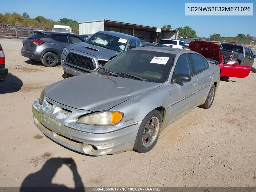 2002 Pontiac Grand Am Gt VIN: 1G2NW52E32M671026 Lot: 40563617