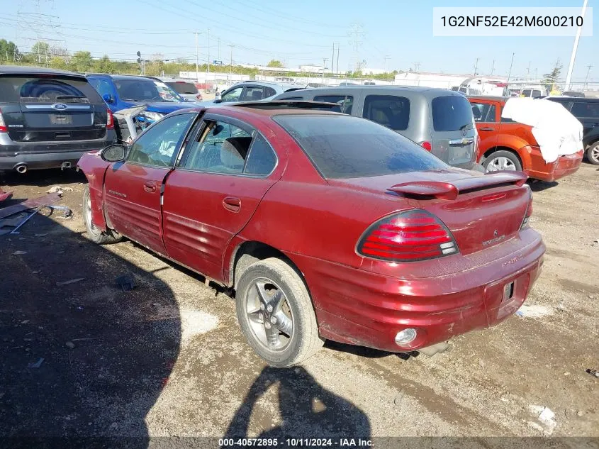 2002 Pontiac Grand Am Se1 VIN: 1G2NF52E42M600210 Lot: 40572895