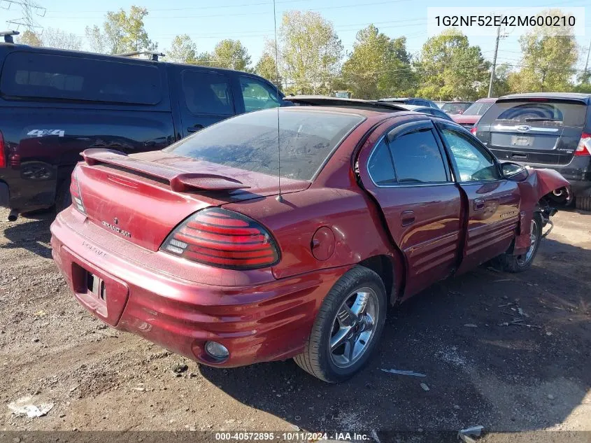 2002 Pontiac Grand Am Se1 VIN: 1G2NF52E42M600210 Lot: 40572895