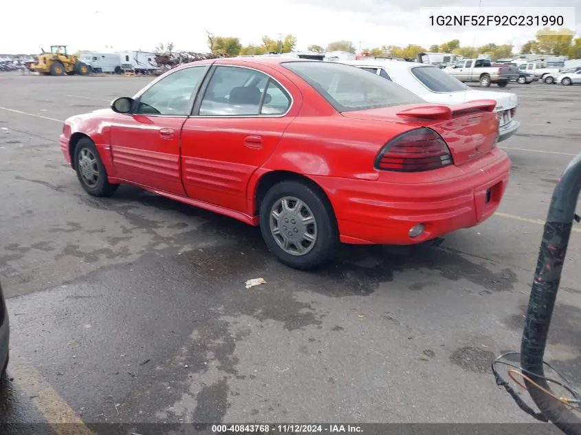 2002 Pontiac Grand Am Se1 VIN: 1G2NF52F92C231990 Lot: 40843768