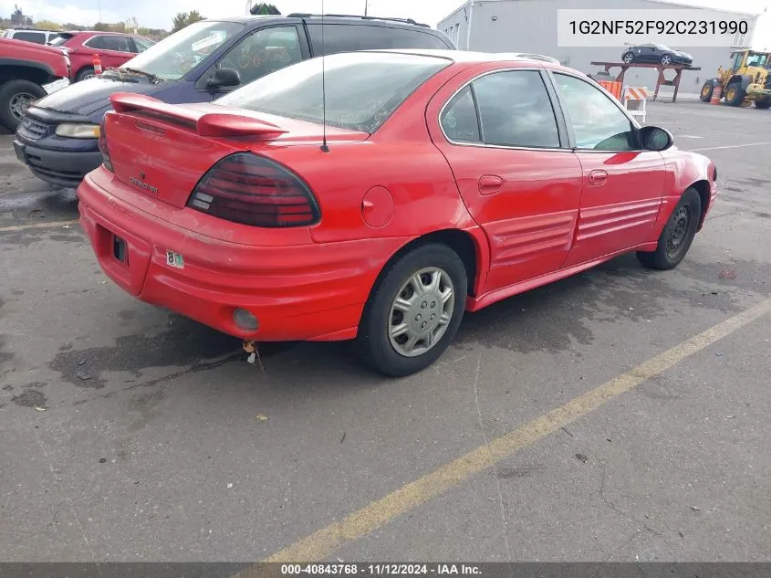 2002 Pontiac Grand Am Se1 VIN: 1G2NF52F92C231990 Lot: 40843768