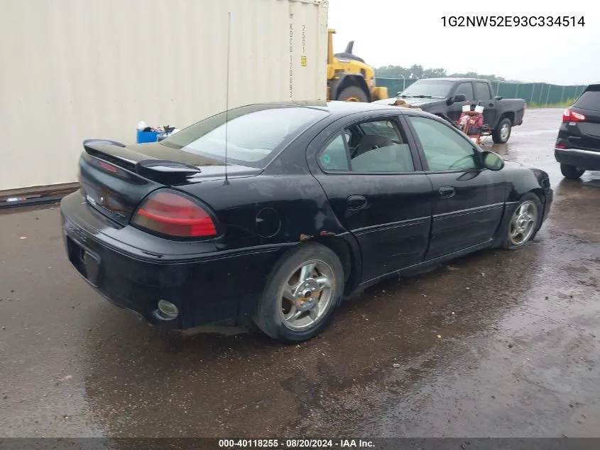 2003 Pontiac Grand Am Gt VIN: 1G2NW52E93C334514 Lot: 40118255