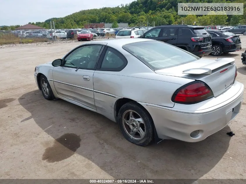 2003 Pontiac Grand Am Gt VIN: 1G2NW12E63C183916 Lot: 40324987