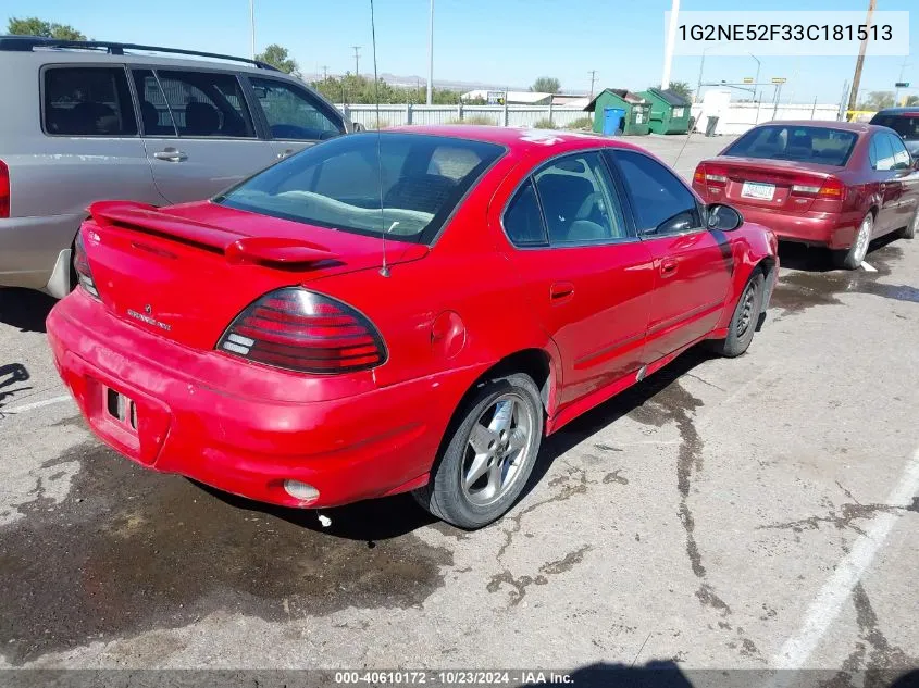 2003 Pontiac Grand Am Se VIN: 1G2NE52F33C181513 Lot: 40610172