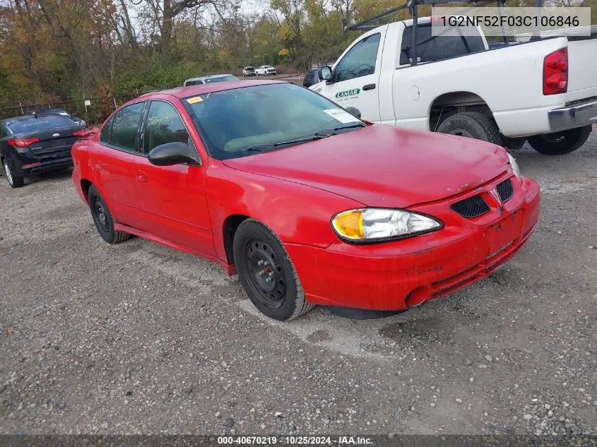 2003 Pontiac Grand Am Se1 VIN: 1G2NF52F03C106846 Lot: 40670219