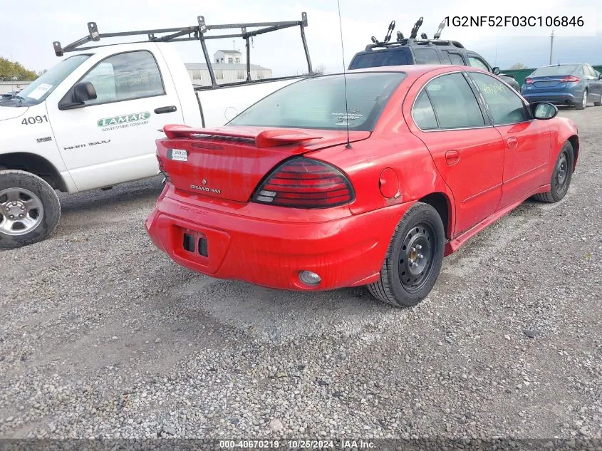 2003 Pontiac Grand Am Se1 VIN: 1G2NF52F03C106846 Lot: 40670219